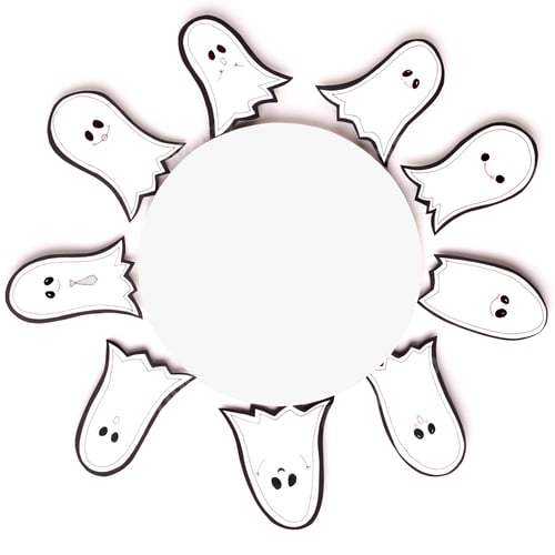 Preview: Round frame with copy space for logo surrounded by ghosts