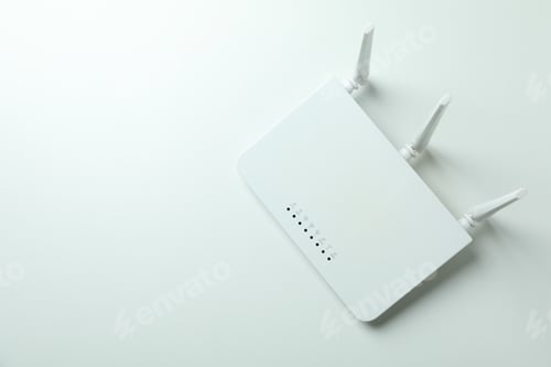 Preview: Wi-Fi router with external antennas on white background