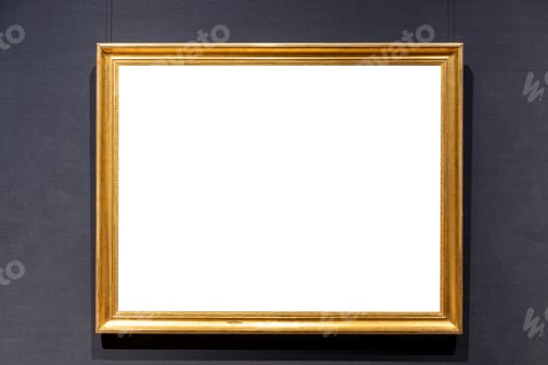 Preview: Blank antique golden carved picture frame on wall