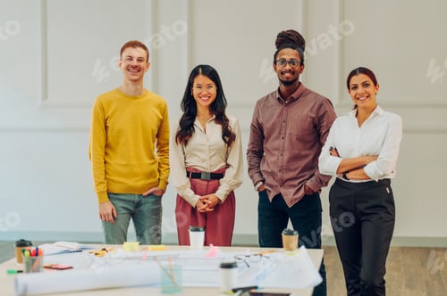 Preview: Diverse group of engineers or architects having a meeting in an office