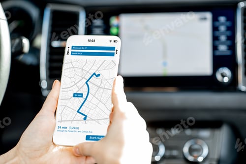 Preview: Smart phone with navigation app in the car