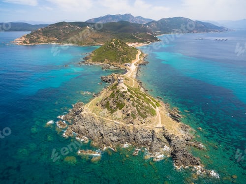 Preview: Aerial view of Sanguinaires bloodthirsty Islands in Corsica, Fra