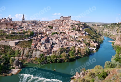Preview: Panoramic view of the city of Toledo surrounded by the Tajo River, Spain