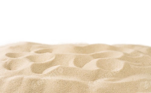 Preview: Beach sand with natural wave pattern on white isolated background with clipping path. Summer
