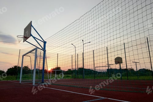 Preview: Outdoors mini football and basketball court with ball gate and basket