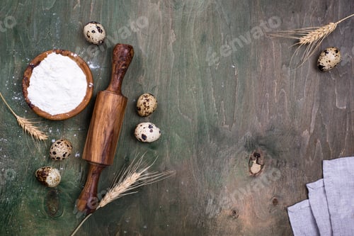 Preview: Baking concept with rolling pin