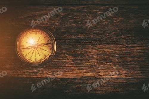 Preview: Compass and Wood Background