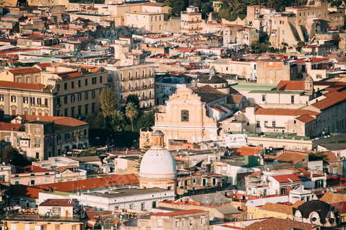 Preview: Naples, Italy. Top View Cityscape Skyline With Famous Landmarks
