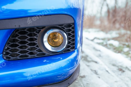 Preview: front fog lamp of a sports car . the concept of used cars