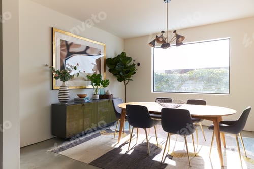 Preview: Interior Shot Of Stylish Modern Dining Room In Empty House