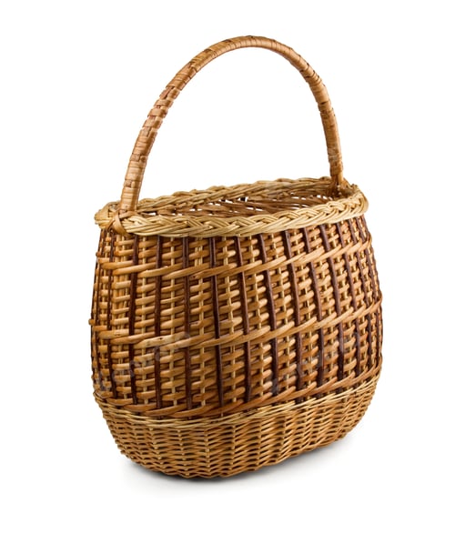 Woven Basket on a White Background