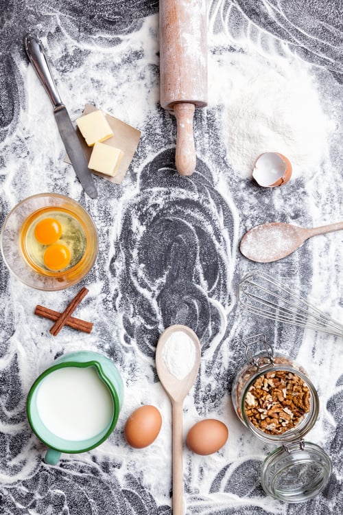 Preview: Baking and cooking concept, variety of ingredients and utensils