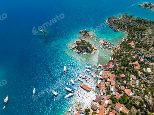 Preview: Aerial view with drone. Kalekoy - Simena - Kekova - Turkey.