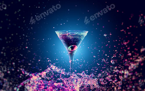 Preview: Colourful cocktail in glass with splash