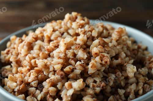 Preview: Concept of tasty eating with buckwheat, close up