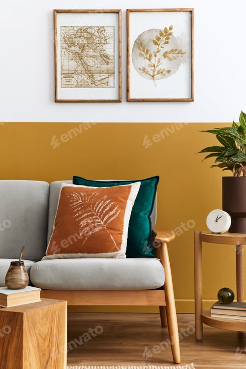 Interior Design in Brown and Green Palette