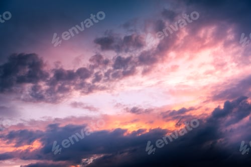 Preview: Beautiful shot of sunset sky cloud with amazing nature background in the evening
