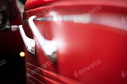 Preview: Closeup shot of a retro car door panel