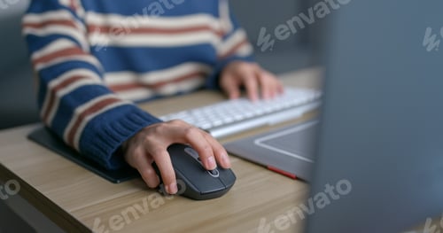 Preview: Woman work on computer at night