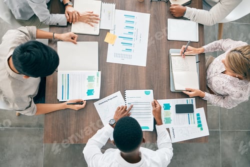 Preview: Collaboration, documents and financial with a business team working together in an accounting offic