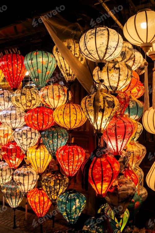 Preview: traditional colorful vietnamese lanterns on display at in hoi an vietnam