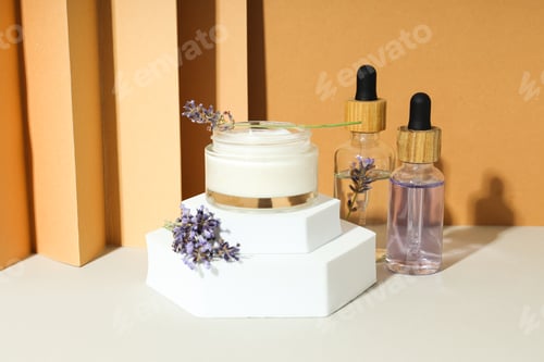Preview: Concept of skin and face care, lavender cosmetic