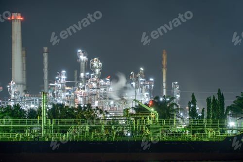 Preview: Petrochemical oil refinery in Bangkok City, Thailand. Oil and gas tanks in industry factory.