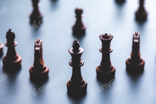 Preview: Chess pieces board game in business success leadership concept