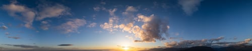Preview: Cloudy Sunset Sky Panorama. Cloudscape Nature Background.