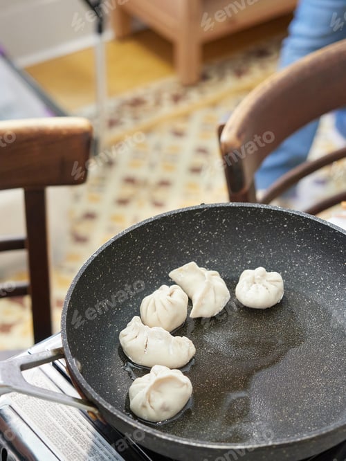 Preview: homemade dumplings in a pan