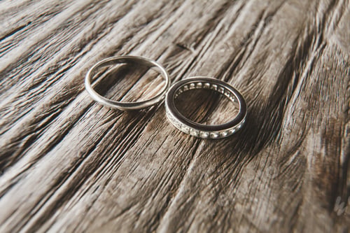 Preview: wedding rings on wood