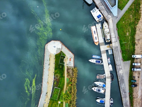 Preview: Drone shot of penisula with boats