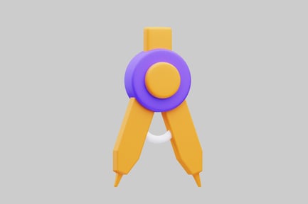 Visualização: Bússola com lápis e sobreposição de letra “a”