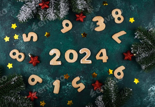 Preview: New Year composition with 2024 number
