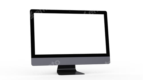 Preview: A flat monitor white screen computer, pc display digital illustration screen and slim 3d