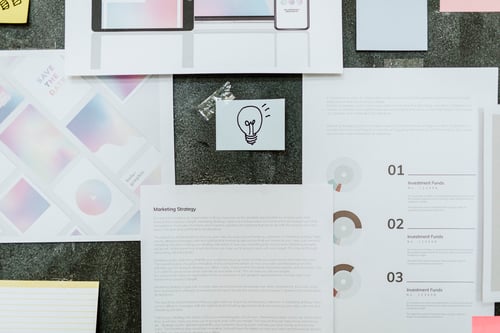 Brainstorm board in a startup company