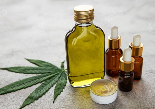 Preview: CBD oil, hemp tincture, cannabis cosmetic product for skin care.