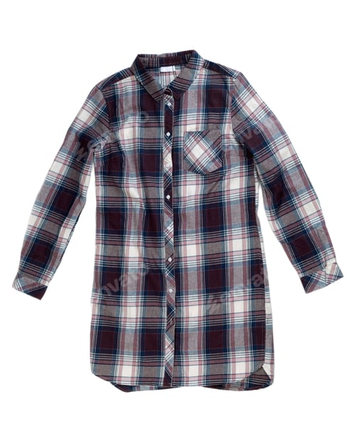 Preview: Casual Plaid Flannel Shirt Dress on White Background