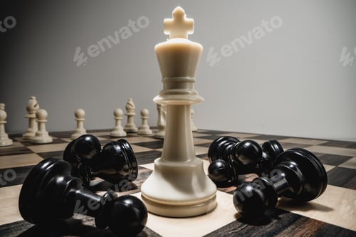Preview: Chess figures on chess board macro photo
