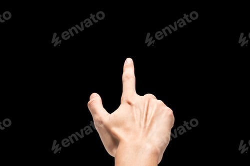 Preview: Male hand on a black background.