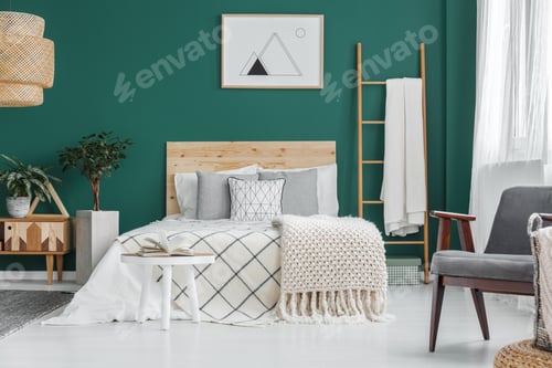 Preview: Poster in green bedroom interior