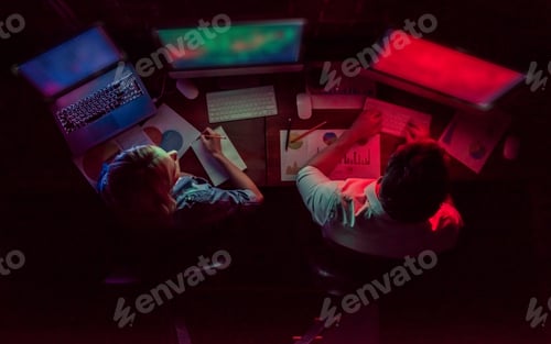 Preview: Couple working at night