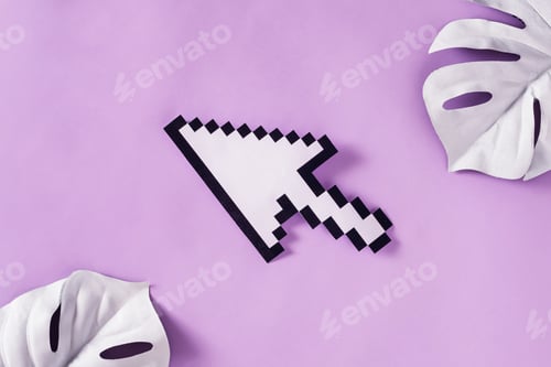 Aperçu: Pointeur à pixels fléchés avec le concept créatif de vaporwave Synthwave