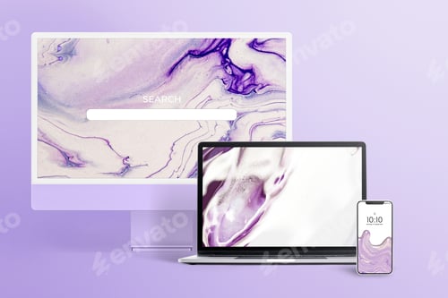 Preview: Computer, laptop, phone screen with abstract marble aesthetic