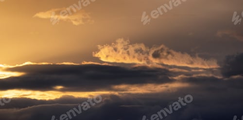 Preview: Panoramic View of Cloudscape during a colorful sunset or sunrise.