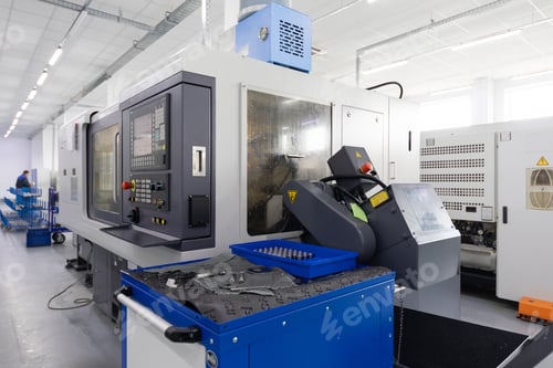 Preview: an interior shot of producing line of metal parts in modern plant