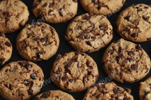 Preview: Delicious Chocolate Chip Cookies on a Dark Background
