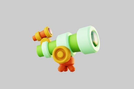 Aperçu: Télescope jouet stylisé jaune et vert pour les explorateurs de l'espace