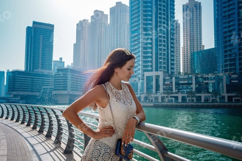 Preview: Dubai travel tourist woman on vacation walking