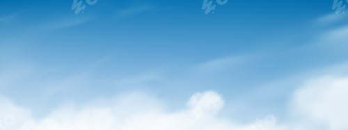 Preview: Blue sky background with soft white clouds,natural light over sea beach.Horizon summer banner